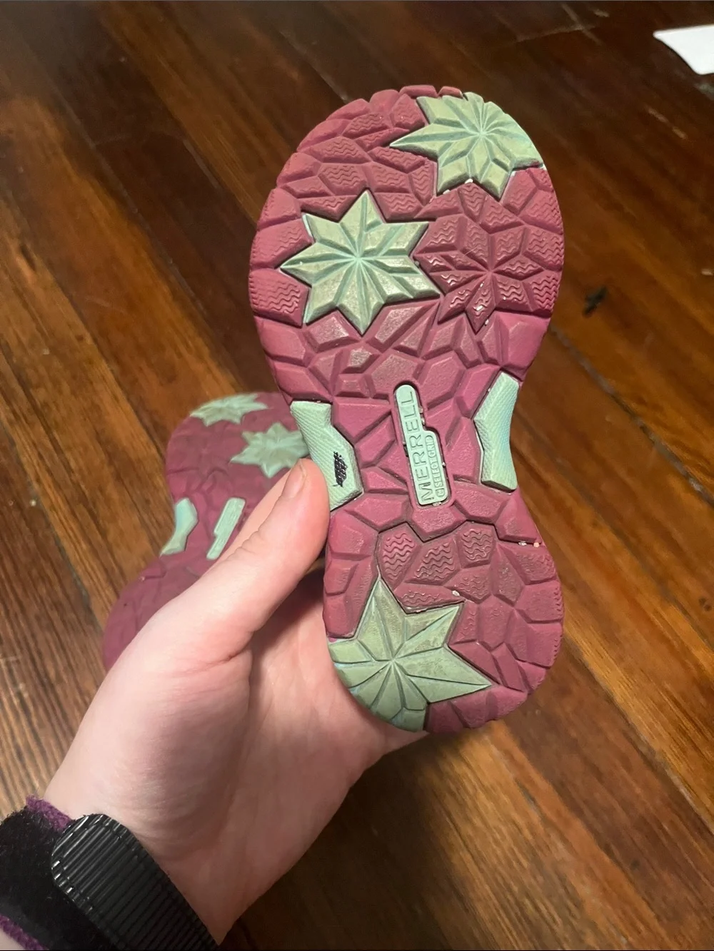Merrell Kids Pink Mary-Jane Sport Sandals with Cream Soles